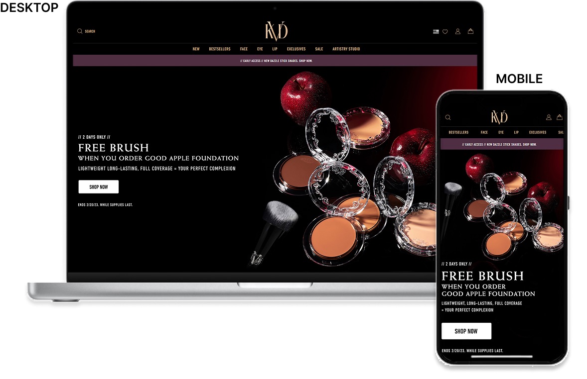 KVD site hero module desktop and mobile