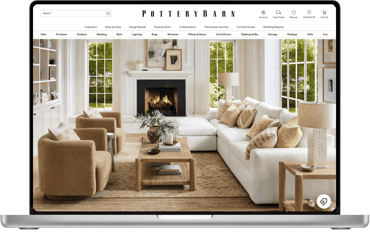 Pottery Barn Shop the Room desktop prototype