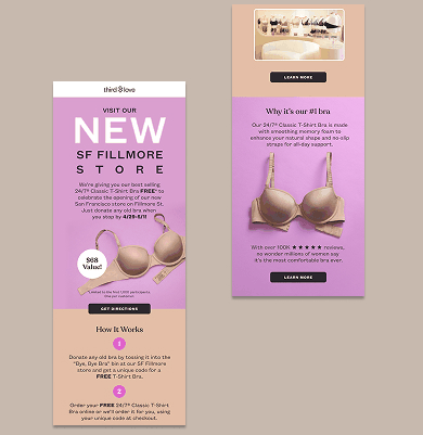ThirdLove email campaign design