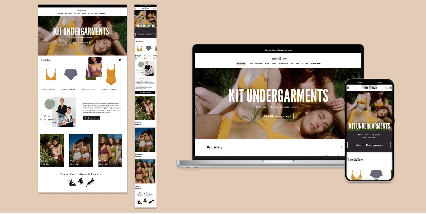 Kit Undergarments commerce touchpoints across desktop and mobile