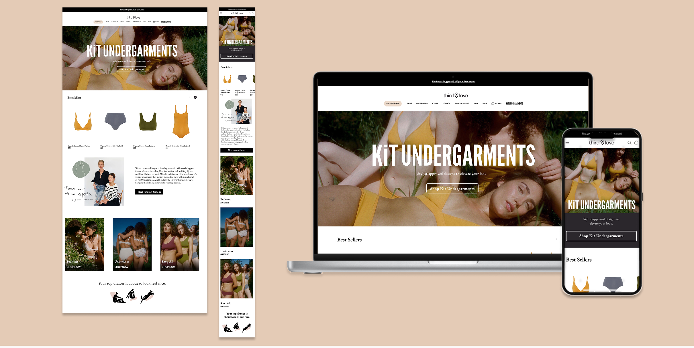 Kit Undergarments commerce touchpoints across desktop and mobile