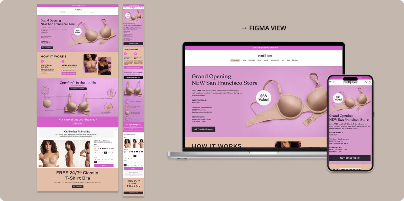 ThirdLove digital campaign landing page on desktop and mobile